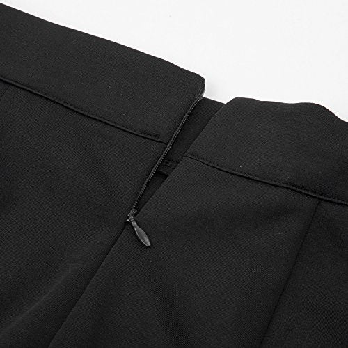 Solid Midi Pencil Skirt for Office (Black, L) Solid Midi Pencil Skirt for Office (Black, L)